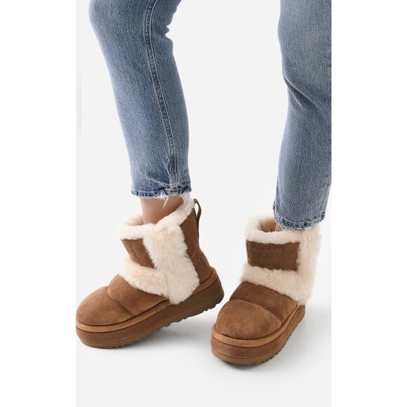 Ugg Classic Chillapeak Boots (Size 8) Platform Suede UggPlush Chestnut Brown NEW - Picture 1 of 7